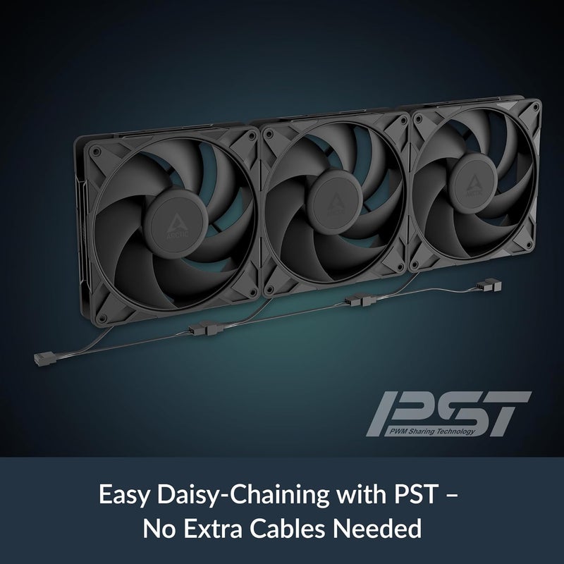 Arctic P14 Pro PST، 5 عبوات - مروحة قوية متميزة، مروحة 140 مم PWM مع موصل Y-Cable، 400-2500 RPM، 0 RPM <5% PWM، محمل ديناميكي سائل، 4 دبابيس - أسود - Image 5